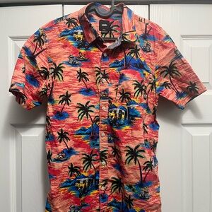 Vans Men's Tropical Print Shirt - Red and Blue